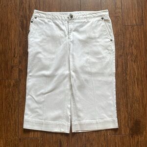 Nine West Separates White Capri Pants Size 12 Cotton Stretch Cropped Womens